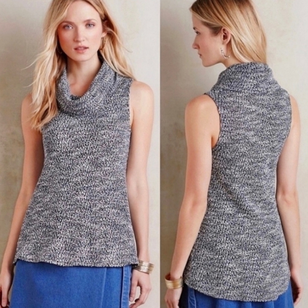 Anthropologie Charente Static Cowl Neck Sleeveless Tunic Sweater Top, Small